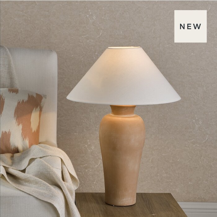 Sasha Terracotta Table Lamp With Natural Linen Coolie Shade