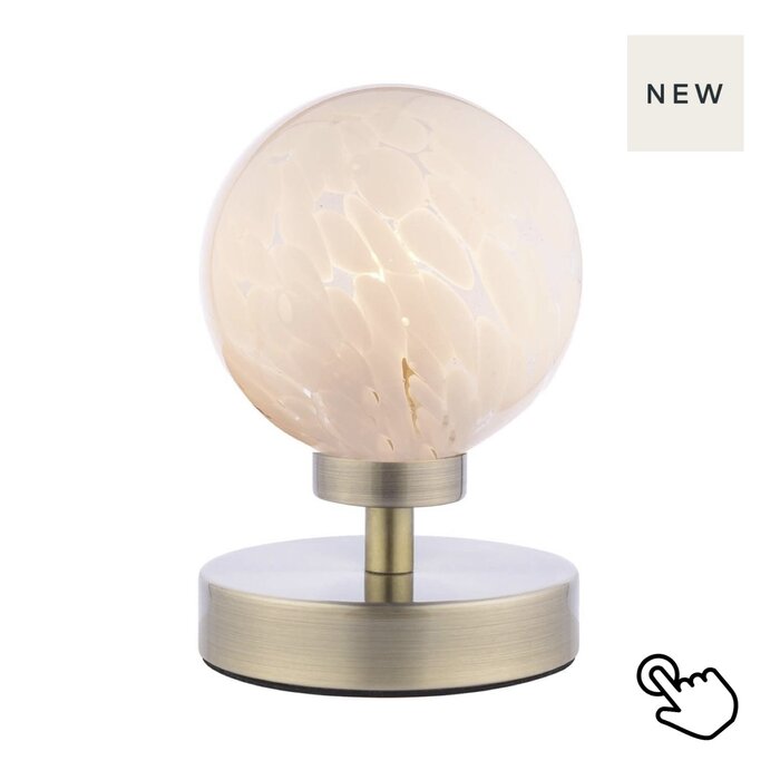 Globe - Touch Table Lamp Antique Brass & Confetti Glass