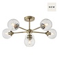 Allegra - Twisted Glass and Brass Low Ceiling Semi Flush Light