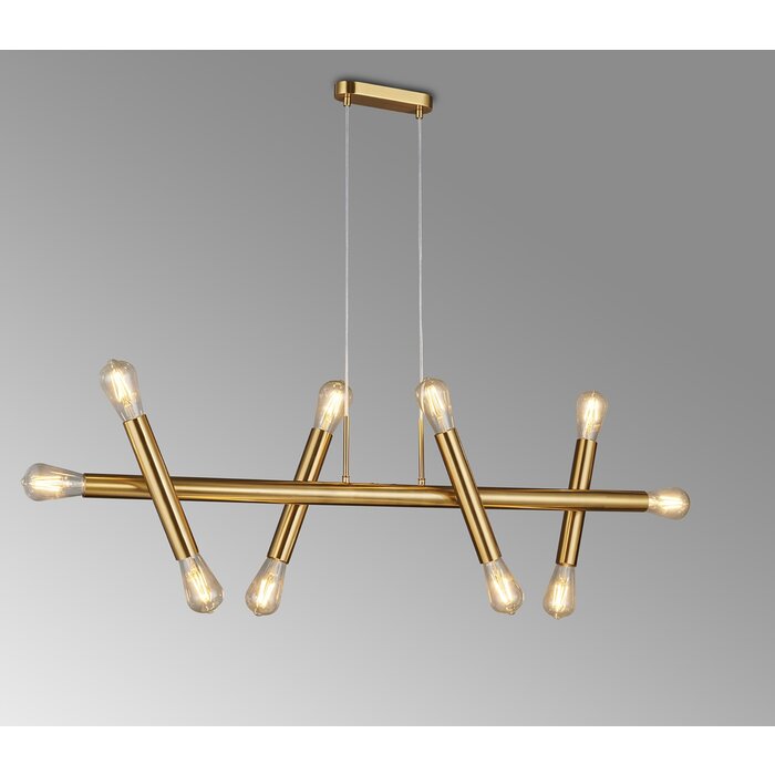 Dallas - 10 Light Modern Brutalist Linear Adjustable Bar Pendant - Antique Gold