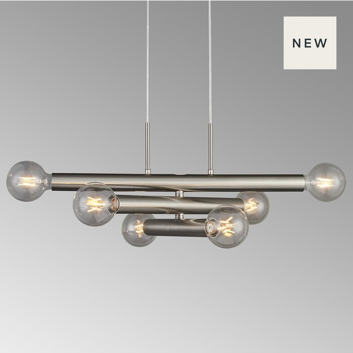 Dallas - 6 Light Horizontal Adjustable Pendant - Satin Nickel