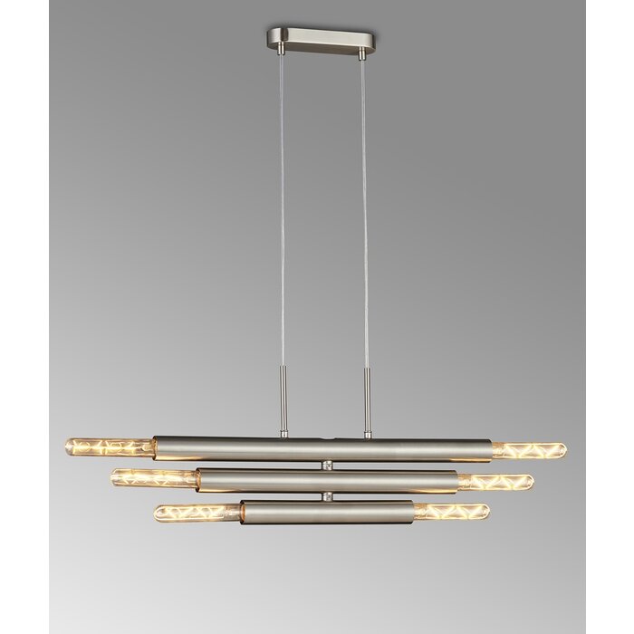 Dallas - 6 Light Horizontal Adjustable Pendant - Satin Nickel