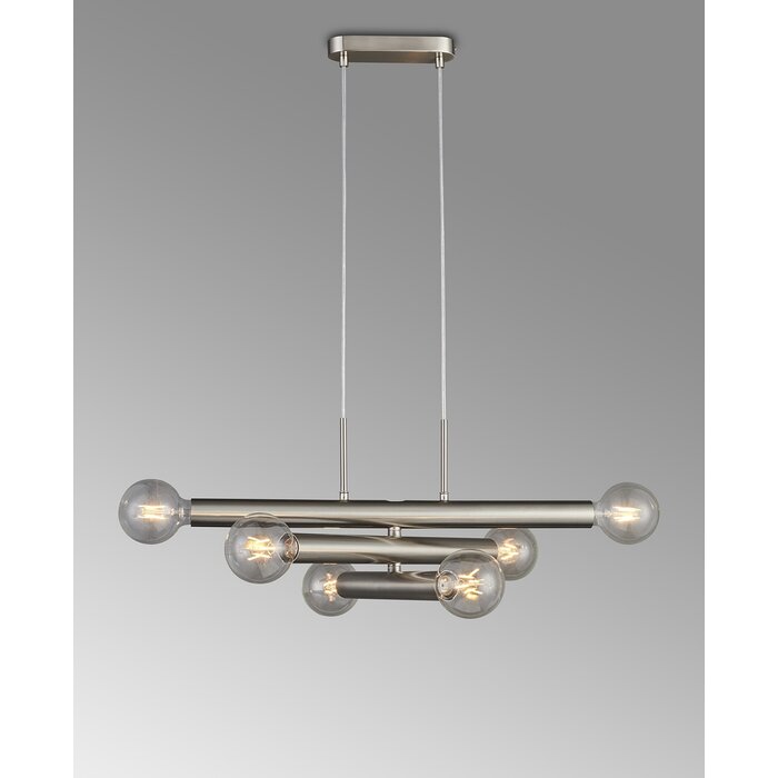 Dallas - 6 Light Horizontal Adjustable Pendant - Satin Nickel