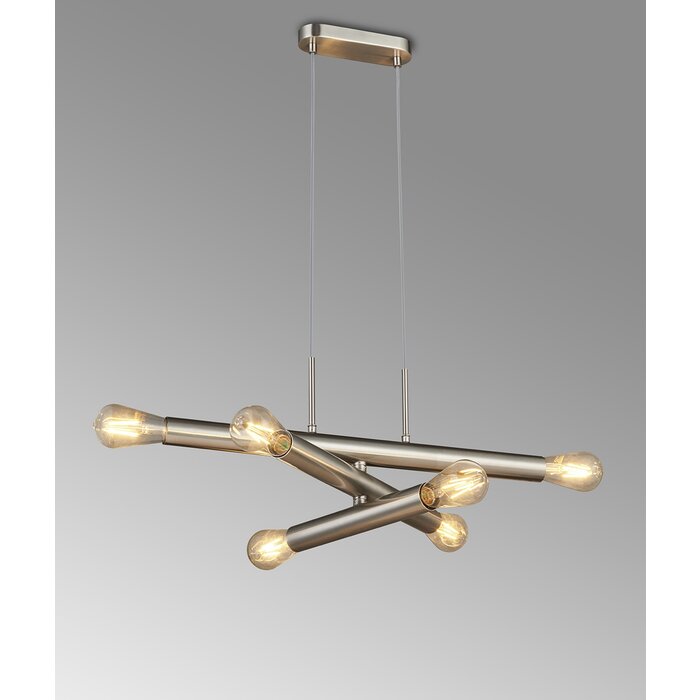 Dallas - 6 Light Horizontal Adjustable Pendant - Satin Nickel