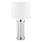 Erico - Rechargeable Table Lamp - Nickel & White Linen Shade