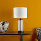 Erico - Rechargeable Table Lamp - Black & White Linen Shade