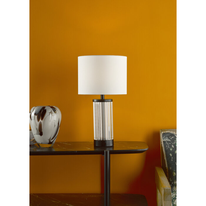 Erico - Rechargeable Table Lamp - Black & White Linen Shade