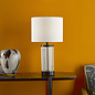 Erico - Rechargeable Table Lamp - Black & White Linen Shade