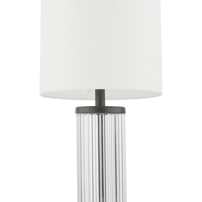 Erico - Rechargeable Table Lamp - Black & White Linen Shade