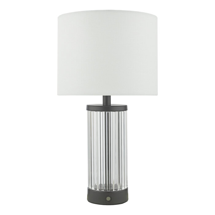 Erico - Rechargeable Table Lamp - Black & White Linen Shade