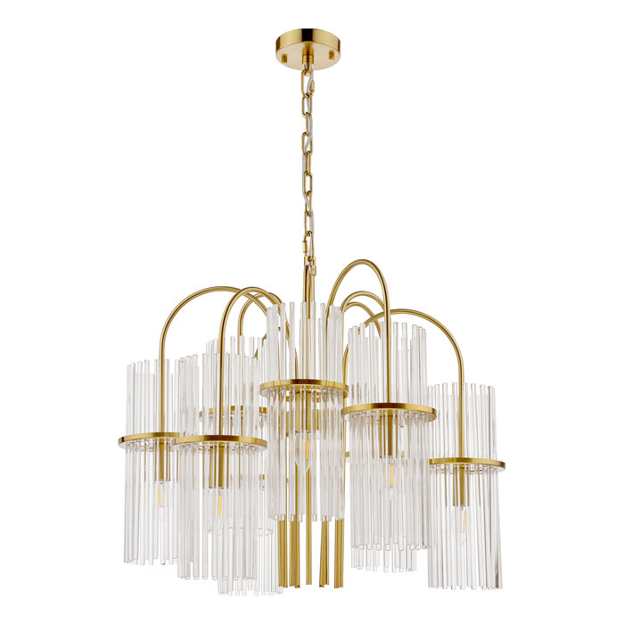 Nolly - 9 Light Brass & Glass Statement Chandelier Pendant