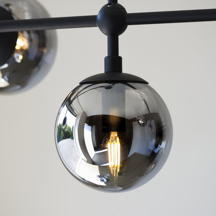 Scalby -  Mid Century Bar Pendant with Smoked Glass - Matt Black