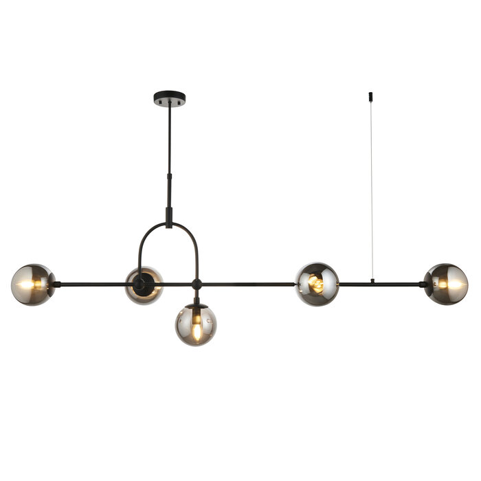 Scalby -  Mid Century Bar Pendant with Smoked Glass - Matt Black