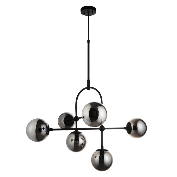 Scalby - Mid Century Feature Pendant with Smoked Glass - Matt Black