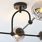 Scalby -  Mid Century Semi-Flush Ceiling Light with Smoked Glass - Matt Black