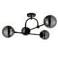 Scalby -  Mid Century Semi-Flush Ceiling Light with Smoked Glass - Matt Black