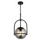 Scalby -  Mid Century Pendant with Smoked Glass - Matt Black