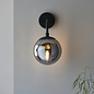 Scalby - Mid Century Modern Wall Light with Smoked Glass - Matt Black