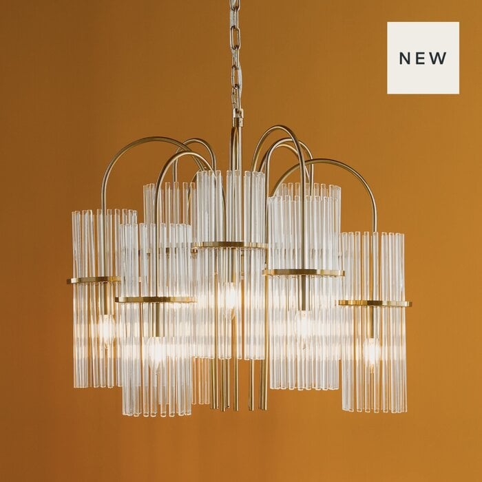 Nolly - 9 Light Brass & Glass Statement Chandelier Pendant