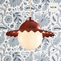 Pop - Ruffled Skirted Single Pendant in Strawberry Red & Opal Shade - David Hunt Lighting