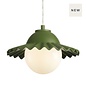 Pop - Ruffled Skirted Single Pendant in Juniper Green & Opal Shade - David Hunt Lighting