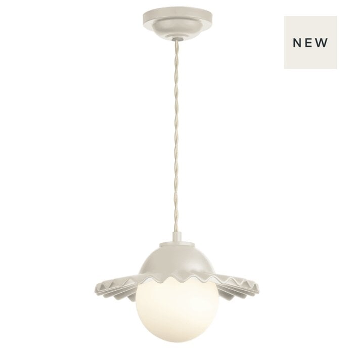 Pop - Ruffled Skirted Single Pendant in Coconut & Opal Shade - David Hunt Lighting