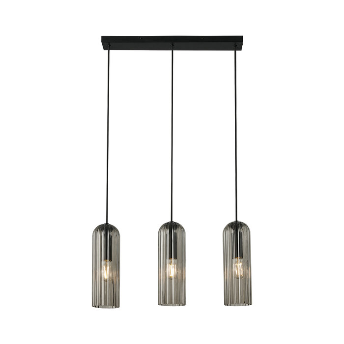 Mialla - Black and Smoked Glass 3 Light Bar Scandi Pendant