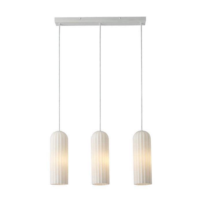 Mialla - White and Opaque Glass 3 Light Bar Scandi Pendant