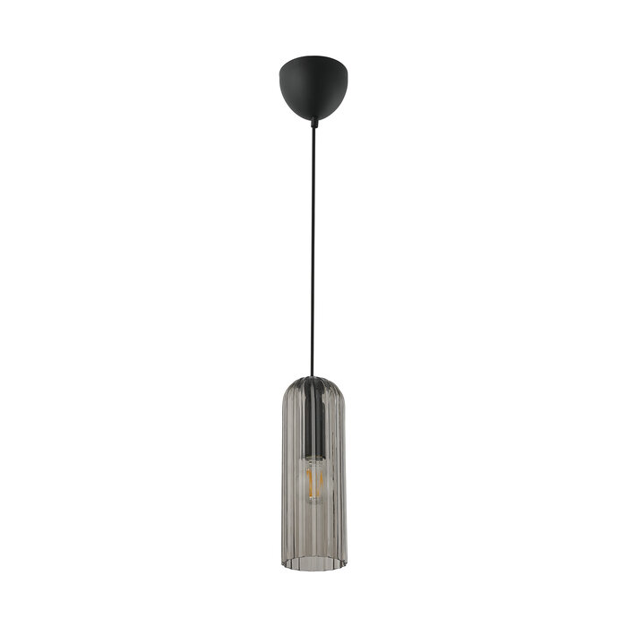 Mialla - Black and Smoked Glass Scandi Pendant