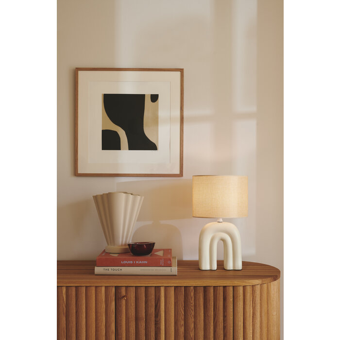 Zahe - Beige Ceramic Table Lamp with Linen Shade