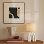 Zahe - Beige Ceramic Table Lamp with Linen Shade