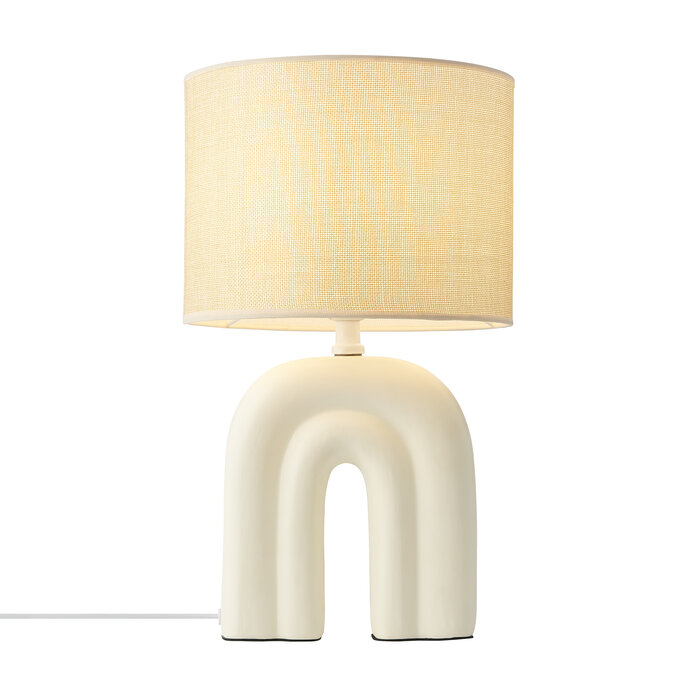 Zahe - Beige Ceramic Table Lamp with Linen Shade