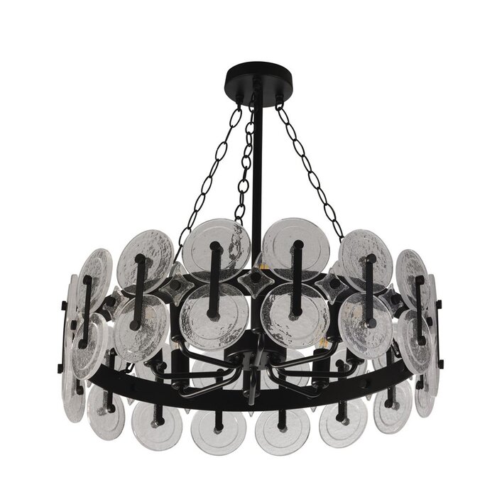 Kolo - Modern Black Metal & Clear Bubble Glass 8 Light Pendant