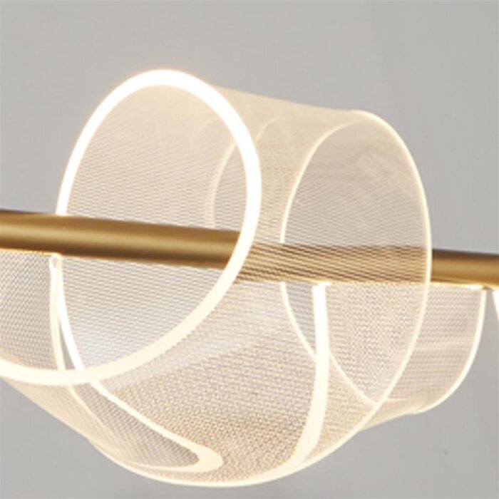 Sai - Modern Gold LED Sculptural Ribbon Diffuser Bar Pendant