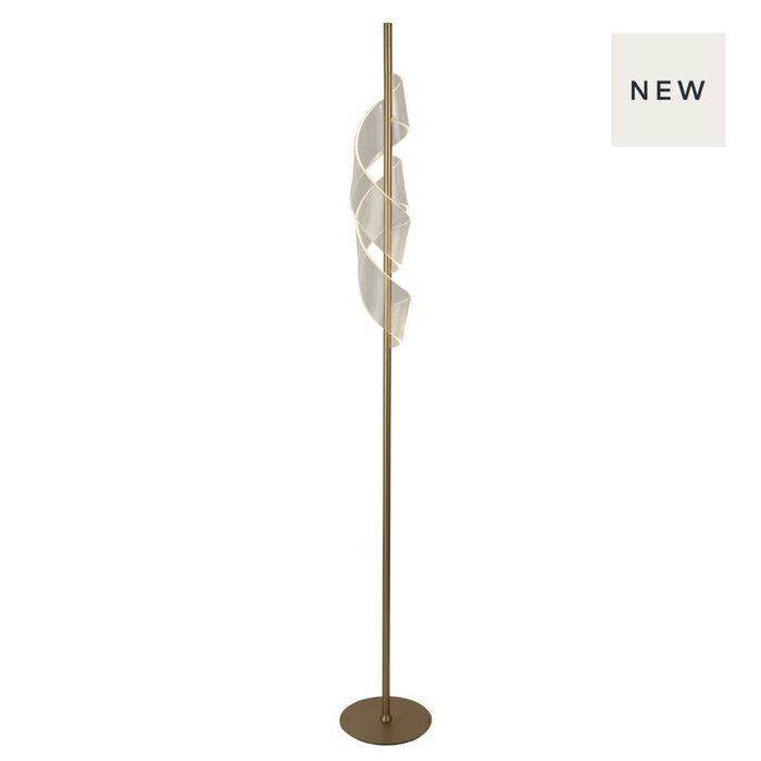 Sai - Gold Twisting Modern LED Floor Lamp with Ribbon Diffuser