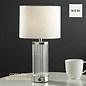 Erico - Rechargeable Table Lamp - Nickel & White Linen Shade