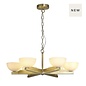 Grace - Art Deco Vintage Style Feature Pendant Light - Satin Brass and Opal Glass 6 Light