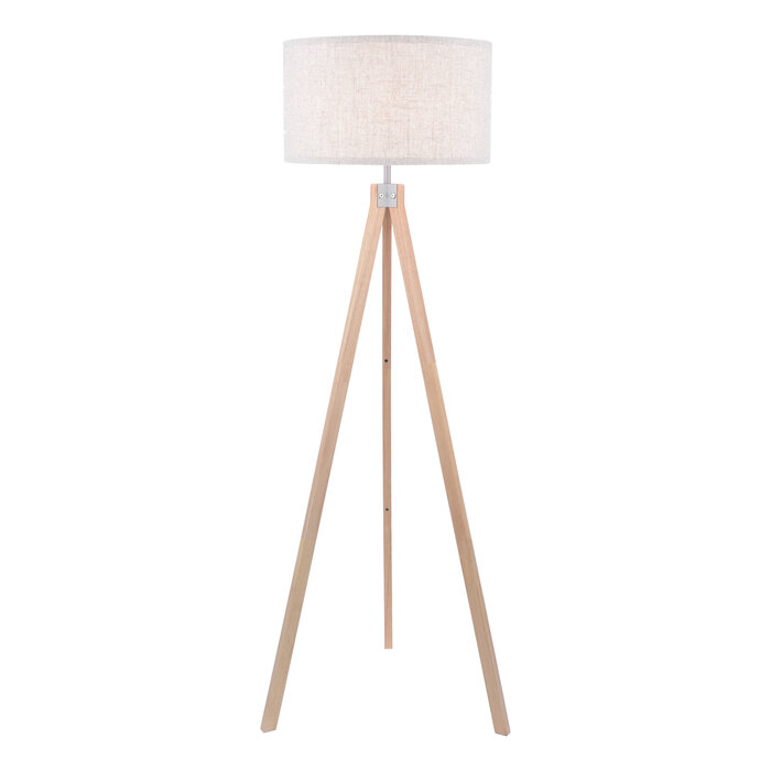 Mita - Tripod Floor Lamp with Shade - Light Wood