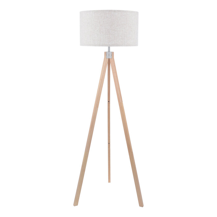 Mita - Tripod Floor Lamp with Shade - Light Wood