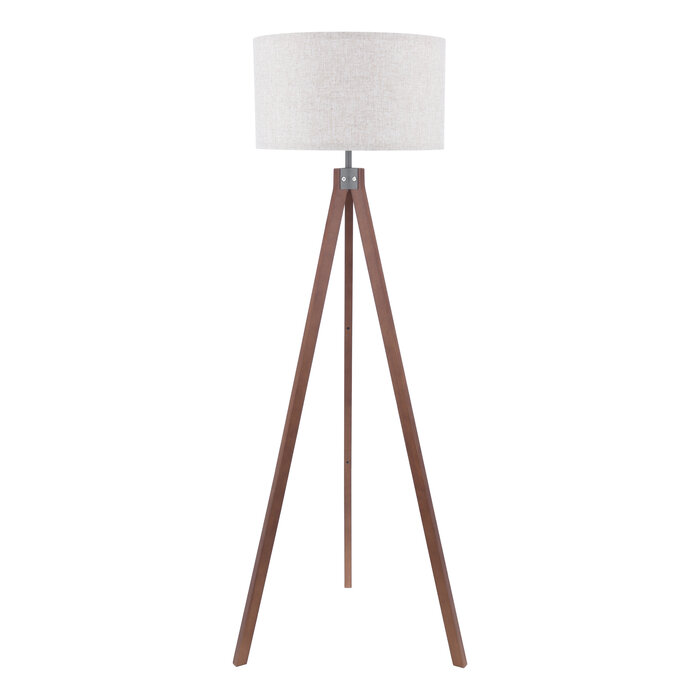 Mita - Tripod Floor Lamp with Shade - Dark Wood