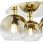 Lucy - Satin Gold & Gold Ombre Glass 3 Light Flush Mounted Ceiling Light