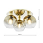 Lucy - Satin Gold & Gold Ombre Glass 3 Light Flush Mounted Ceiling Light