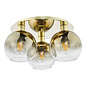 Lucy - Satin Gold & Gold Ombre Glass 3 Light Flush Mounted Ceiling Light