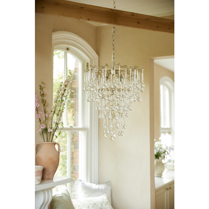 Willow - 4 Light Satin Champagne & Crystal Tiered Chandelier - Laura Ashley