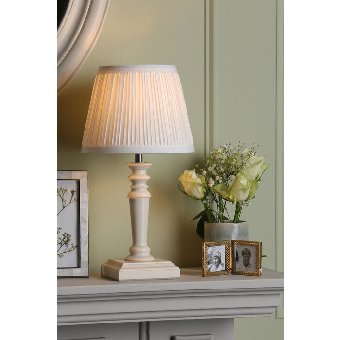 Tate - Twin Set of Wooden Table Lamps with White Pleated Shades - Laura Ashley