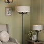 Sorrento -  3 Light Floor Lamp Matt Black with Natural Shade - Laura Ashley