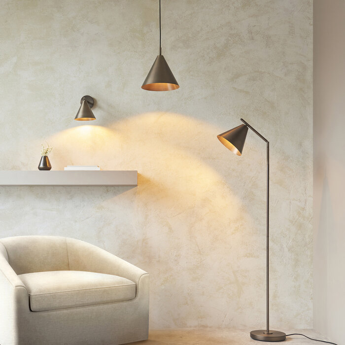 Capi - Adjustable Bronze Floor Lamp with Conical Shade