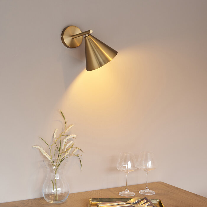 Capi - Adjustable Antique Brass Wall Light with Conical Shade