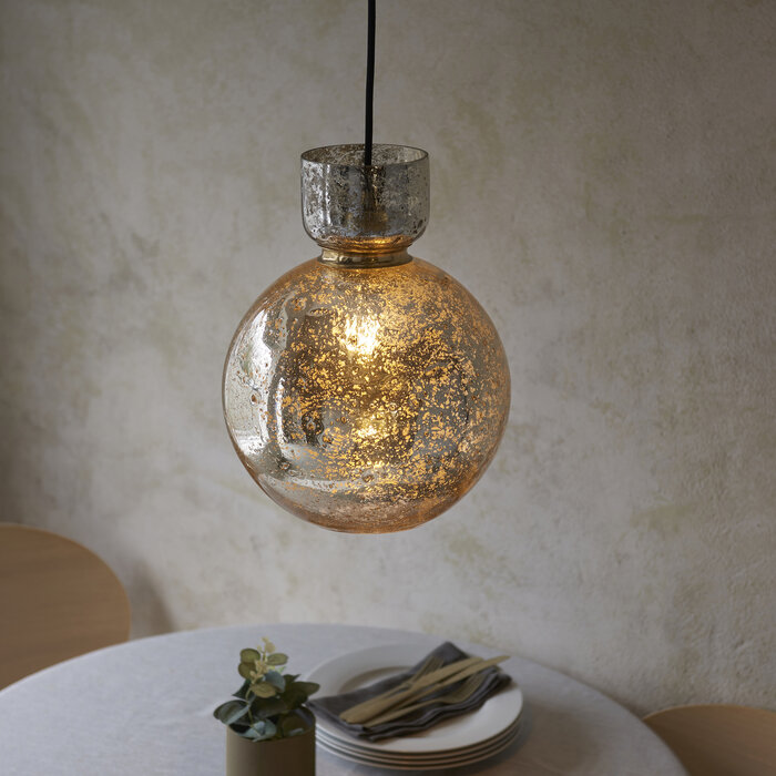 Odlican - Brass & Glass Pendant - Mercury Glass