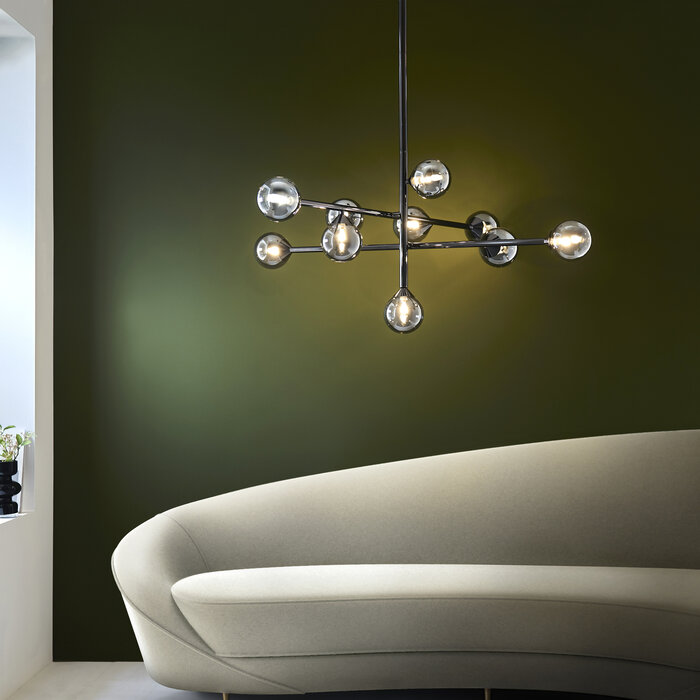 Aspire - Large Low Ceiling Sputnik Ceiling Light - Chrome & Smoked Glass